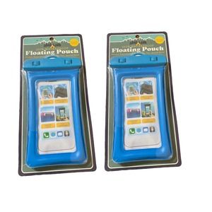2 Pack - 100% Waterproof Floating Pouch with Carrying Strap - Black & Blue